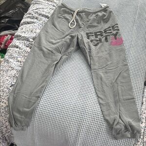 Freecity Heather Gray Joggers with Pink Accent